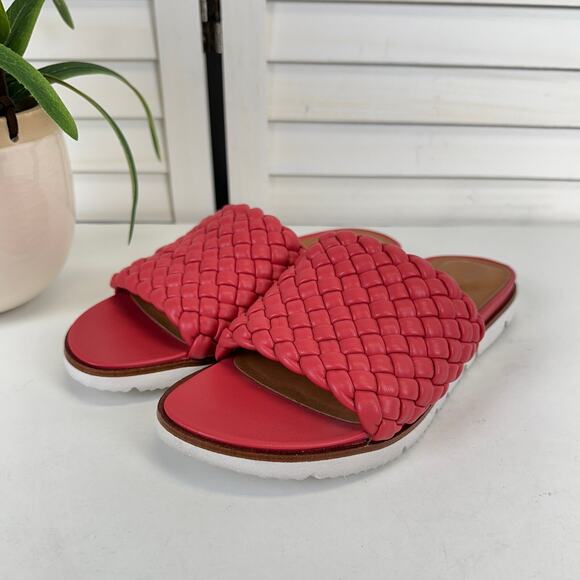 Gentle Souls by Kenneth Cole Coral Pink Lavern Lite Braided Slide Sandals Size 8 - Picture 1 of 9